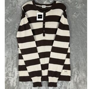 Y2K Guess by Marciano Men's Striped Long Sleeve‎ Button Henley Knit Sweater L